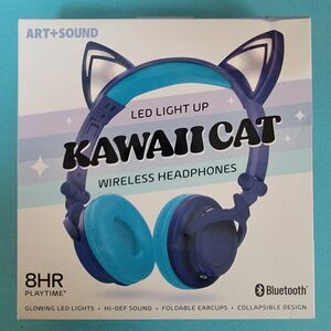 Art Sound Kawaii Cat LED Light Up Wireless Collapsible Headphones w/Microphone